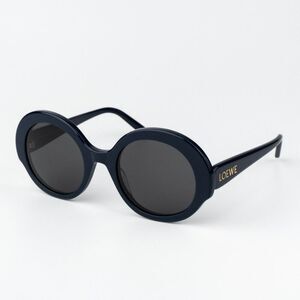 Loewe LW40135I SLIM 90A BRAND NEW Sunglasses Shiny Blue Smoke Round Women